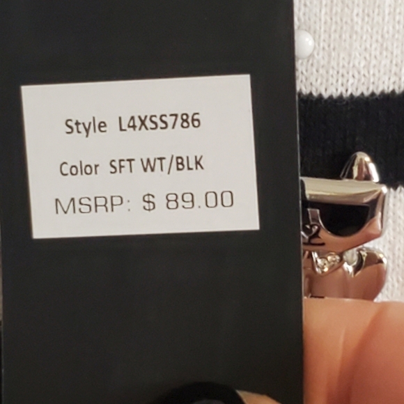 Karl Lagerfeld Black and White Striped Women's Top Large. NWT. SWEATER - Picture 7 of 8